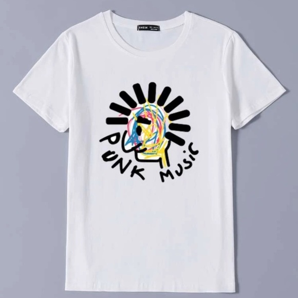 Cartoon Punk Music white short sleeve t-shirt Sz S - Picture 2 of 7